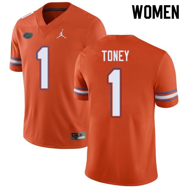 Jordan Brand Women #1 Kadarius Toney Florida Gators College Football Jersey Orange